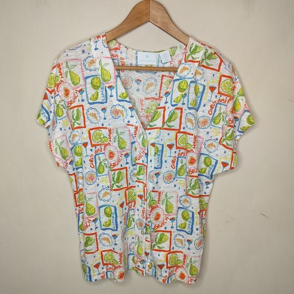 Cynthia Rowley Linen Knit Top Brunch Drinks Girls Outing - Picture 1 of 12